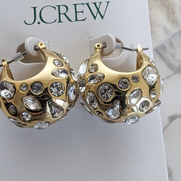 J.Crew Crystal-studded Huggie Hoop Earrings - Picture 4 of 5